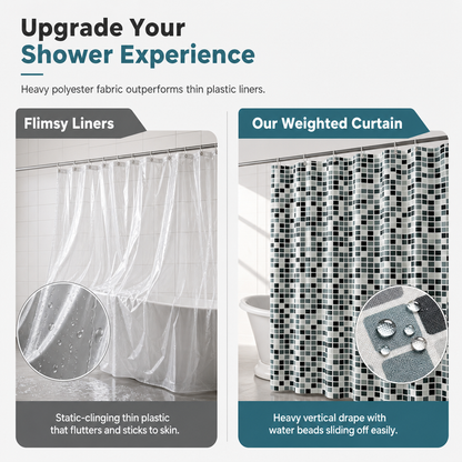 Waterproof Mold Resistant Fabric Shower Curtain for Bathroom Dry and Wet Separation