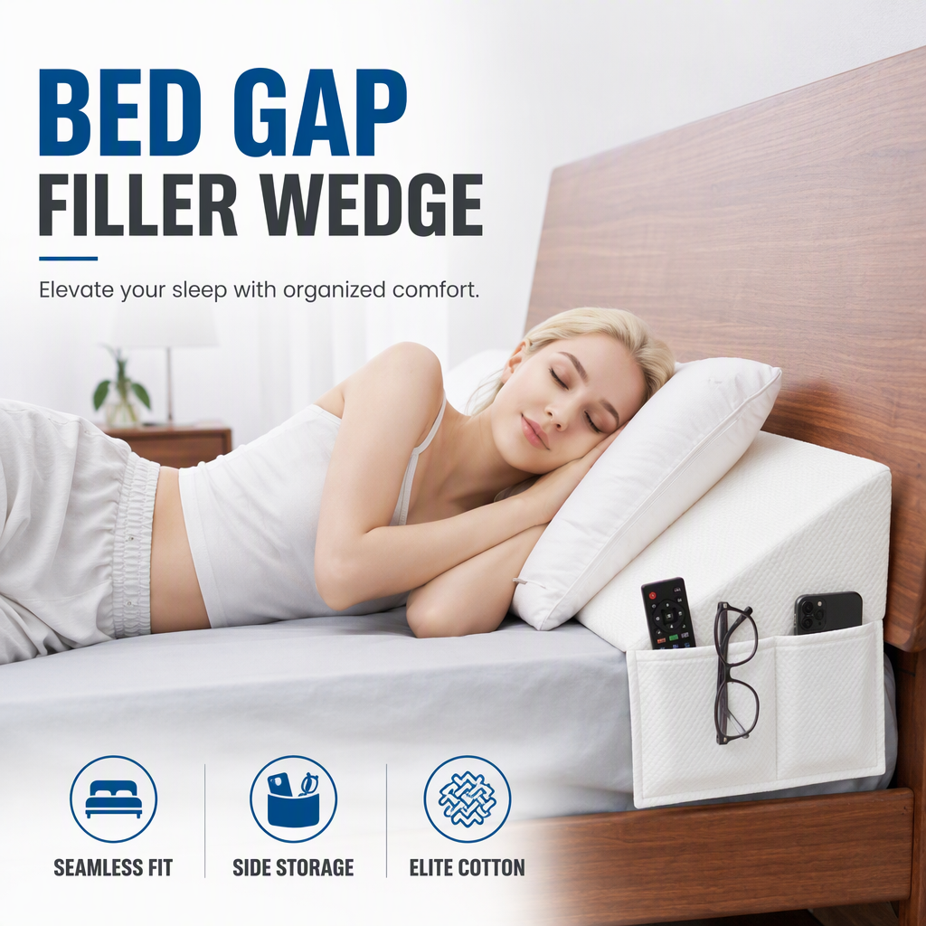 ⏳🔥LIMITED-TIME 49% OFF! ⏰Triangular Headboard Wedge Pillow with Side Pocket