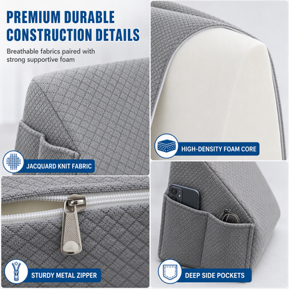 ⏳🔥LIMITED-TIME 49% OFF! ⏰Triangular Headboard Wedge Pillow with Side Pocket