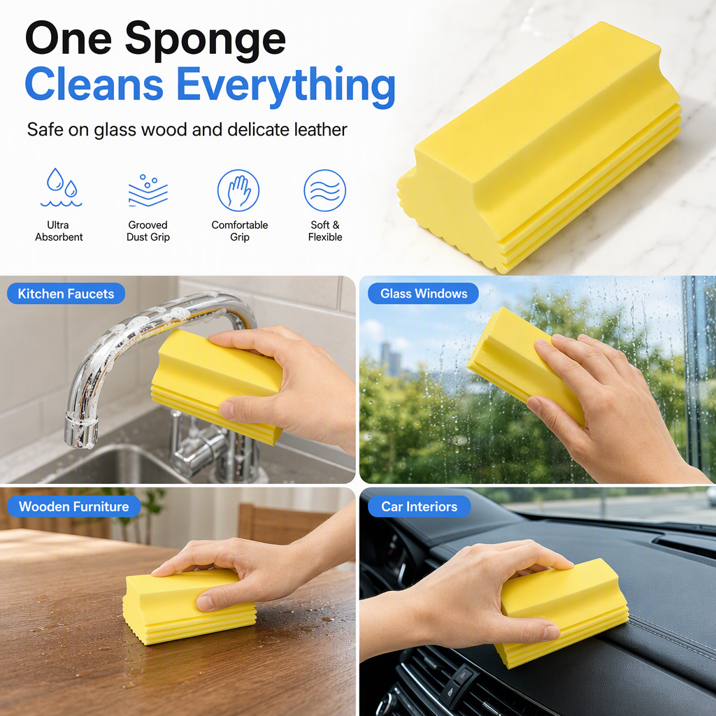 🧽 LIMITED‑TIME 49% OFF! 🧼 Highly Absorbent Multi‑Purpose PVA Cleaning Sponges – Grooved Dust, Pet Hair & Spill Trapper 💧