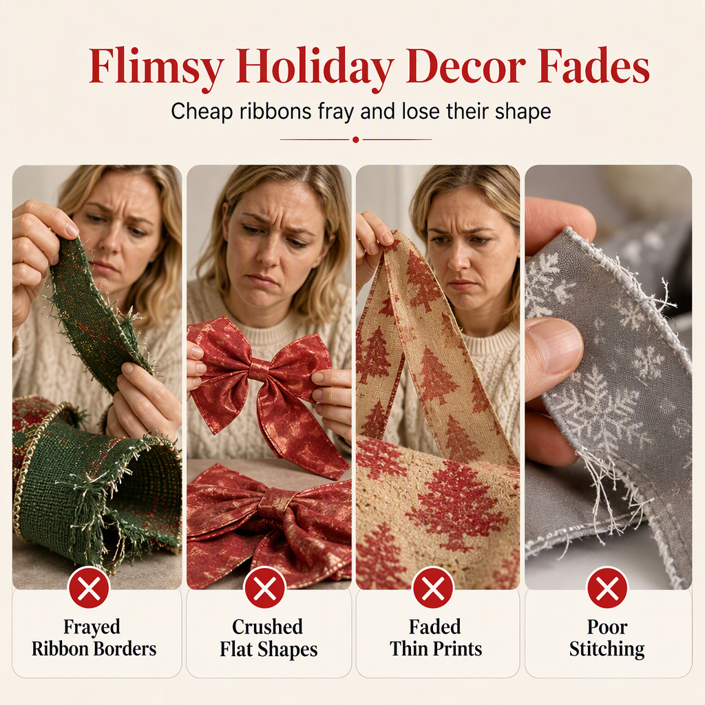 🎄 49% OFF – Vintage Santa Ribbon Bow for Wreaths & Doors