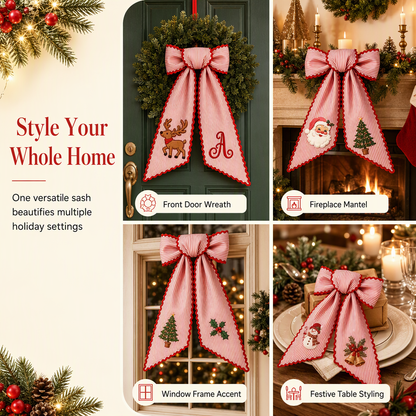 🎄 49% OFF – Vintage Santa Ribbon Bow for Wreaths & Doors
