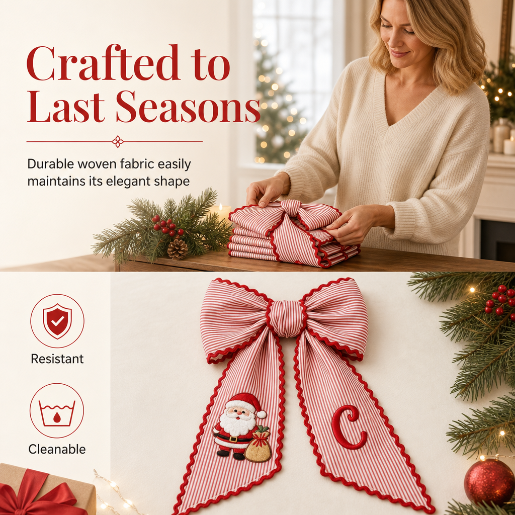 🎄 49% OFF – Vintage Santa Ribbon Bow for Wreaths & Doors