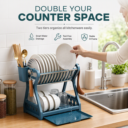 🍽️Multi-Layer Kitchen Dish Drying Rack and Tableware Storage Organizer with Steel Frame