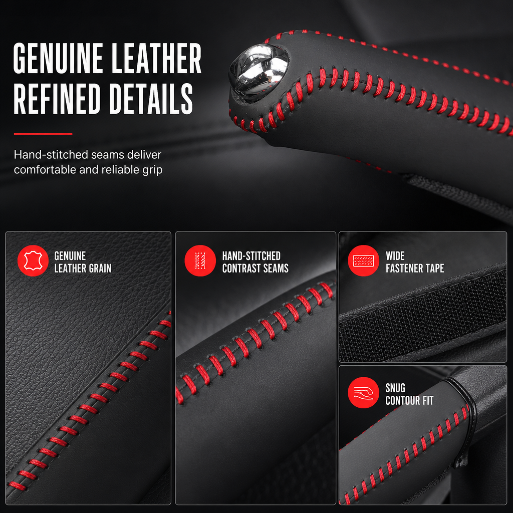 🚗 LIMITED-TIME 49% OFF! ✋ Universal Car Handbrake Protective Cover Sleeve – PU Leather, Anti-Slip, Interior Upgrade ✨