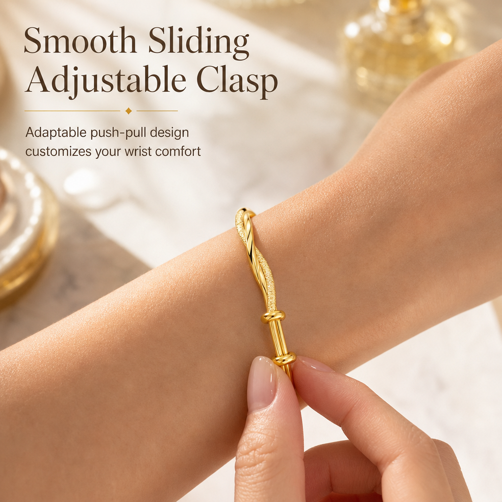 🎁2026 New Arrivals 49% OFF💥 Endless Mobius-twisted bangle – smooth, sliding adjustable clasp & double-textured premium shine 💫