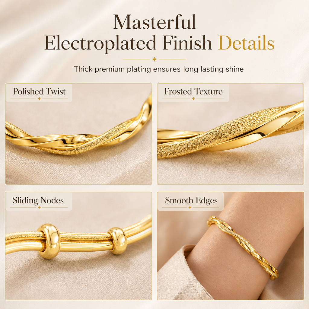 🎁2026 New Arrivals 49% OFF💥 Endless Mobius-twisted bangle – smooth, sliding adjustable clasp & double-textured premium shine 💫