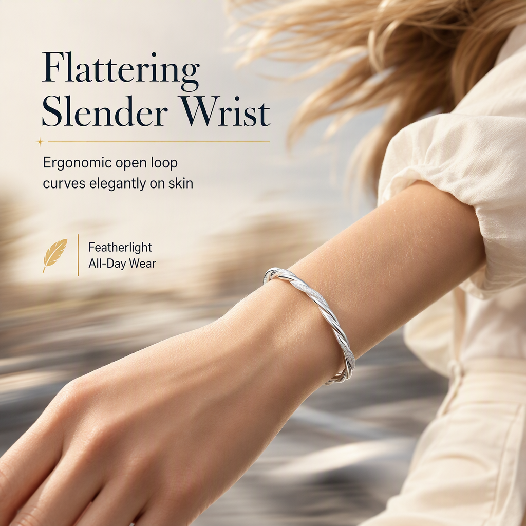 🎁2026 New Arrivals 49% OFF💥 Endless Mobius-twisted bangle – smooth, sliding adjustable clasp & double-textured premium shine 💫