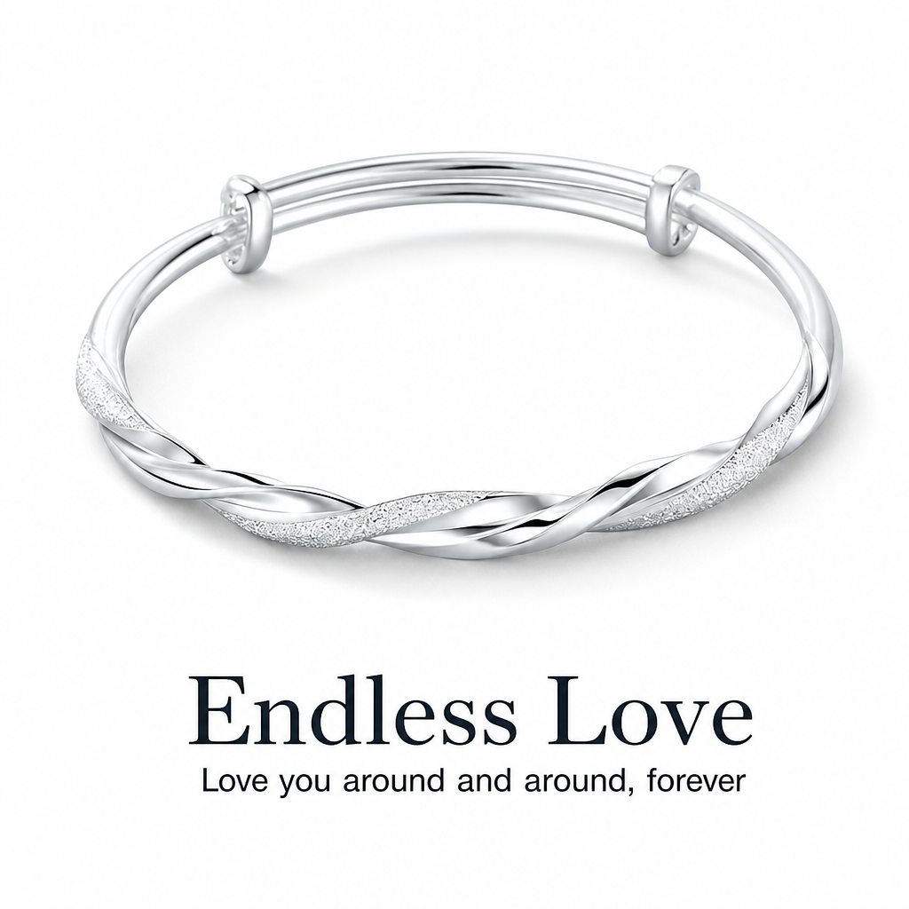 🎁2026 New Arrivals 49% OFF💥 Endless Mobius-twisted bangle – smooth, sliding adjustable clasp & double-textured premium shine 💫