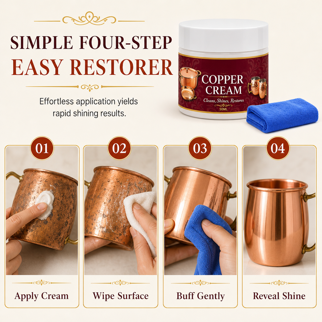 🏆HOT SALE 49% OFF🔥Copper Cleaning Paste 50ml with Towel Set for Copper Pots Cups and Kitchenware Polishing and Oxidation Removal Care
