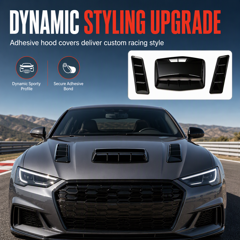 ✨ Car Hood Fake Air Vent Sticker – Shark Gill Style, Sport Look, No Drilling 🏎️