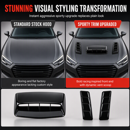 ✨ Car Hood Fake Air Vent Sticker – Shark Gill Style, Sport Look, No Drilling 🏎️