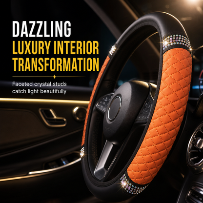 💎 LIMITED-TIME 49% OFF! ✨ Rhinestone Steering Wheel Cover – Sparkling, Quilted, Luxury 🚗