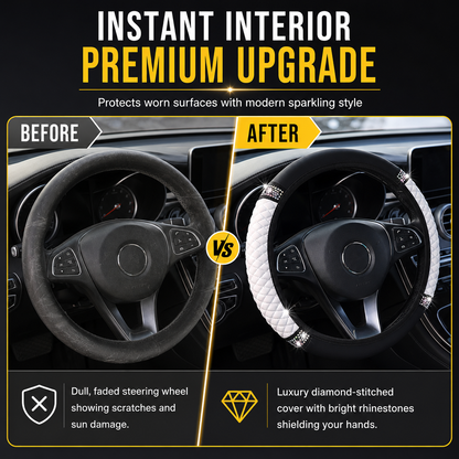 💎 LIMITED-TIME 49% OFF! ✨ Rhinestone Steering Wheel Cover – Sparkling, Quilted, Luxury 🚗