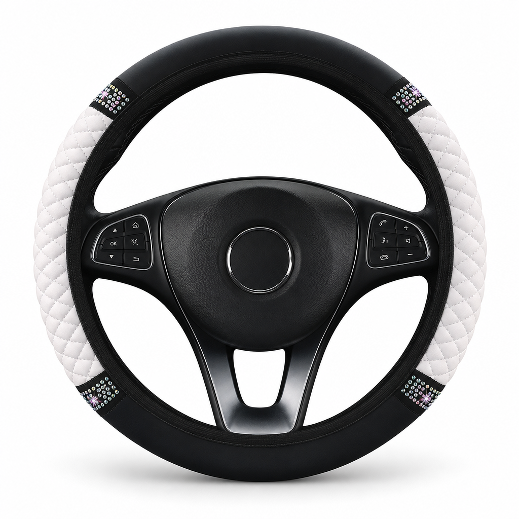 💎 LIMITED-TIME 49% OFF! ✨ Rhinestone Steering Wheel Cover – Sparkling, Quilted, Luxury 🚗