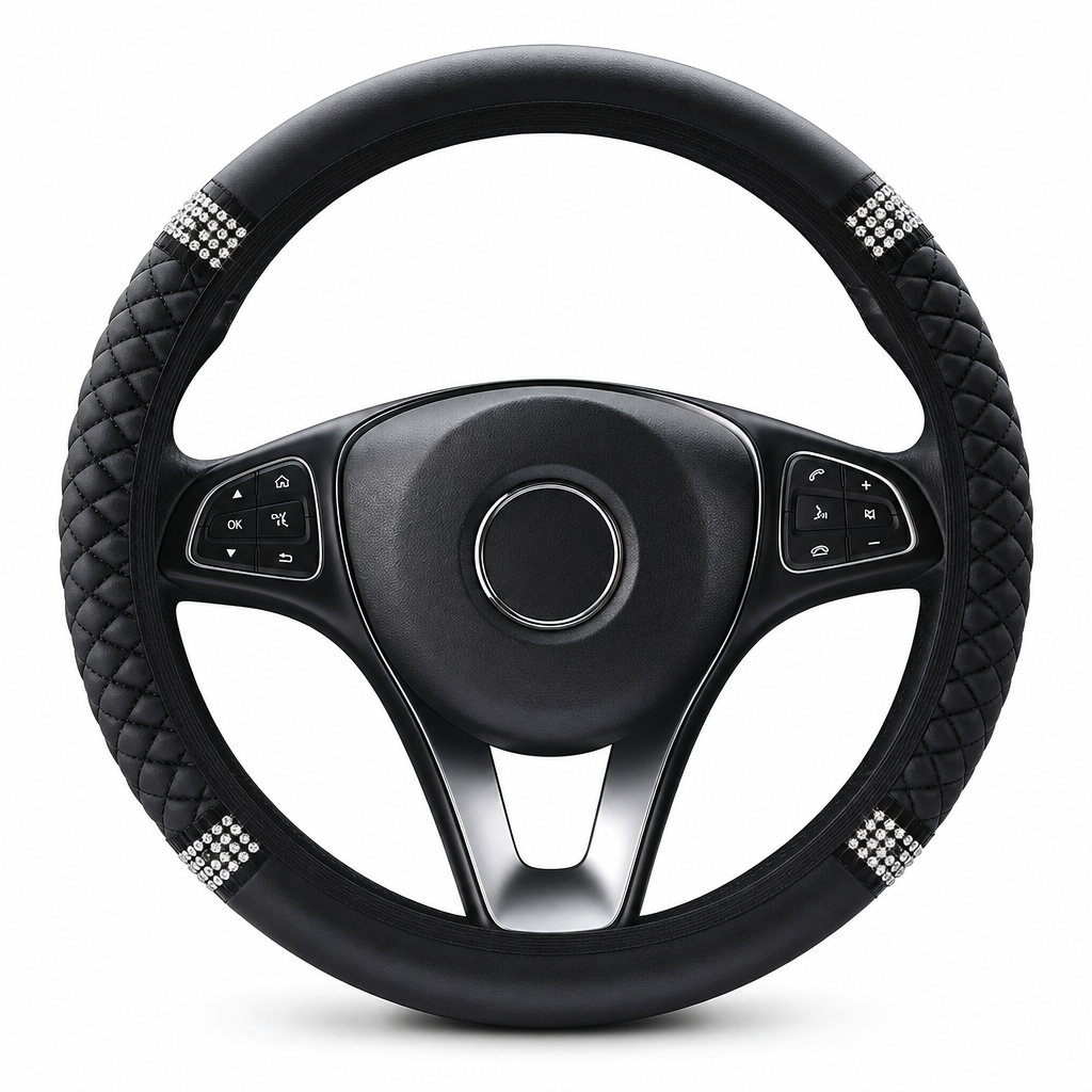 💎 LIMITED-TIME 49% OFF! ✨ Rhinestone Steering Wheel Cover – Sparkling, Quilted, Luxury 🚗