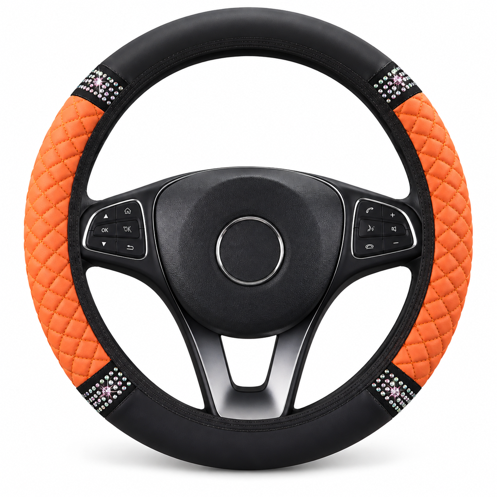 💎 LIMITED-TIME 49% OFF! ✨ Rhinestone Steering Wheel Cover – Sparkling, Quilted, Luxury 🚗