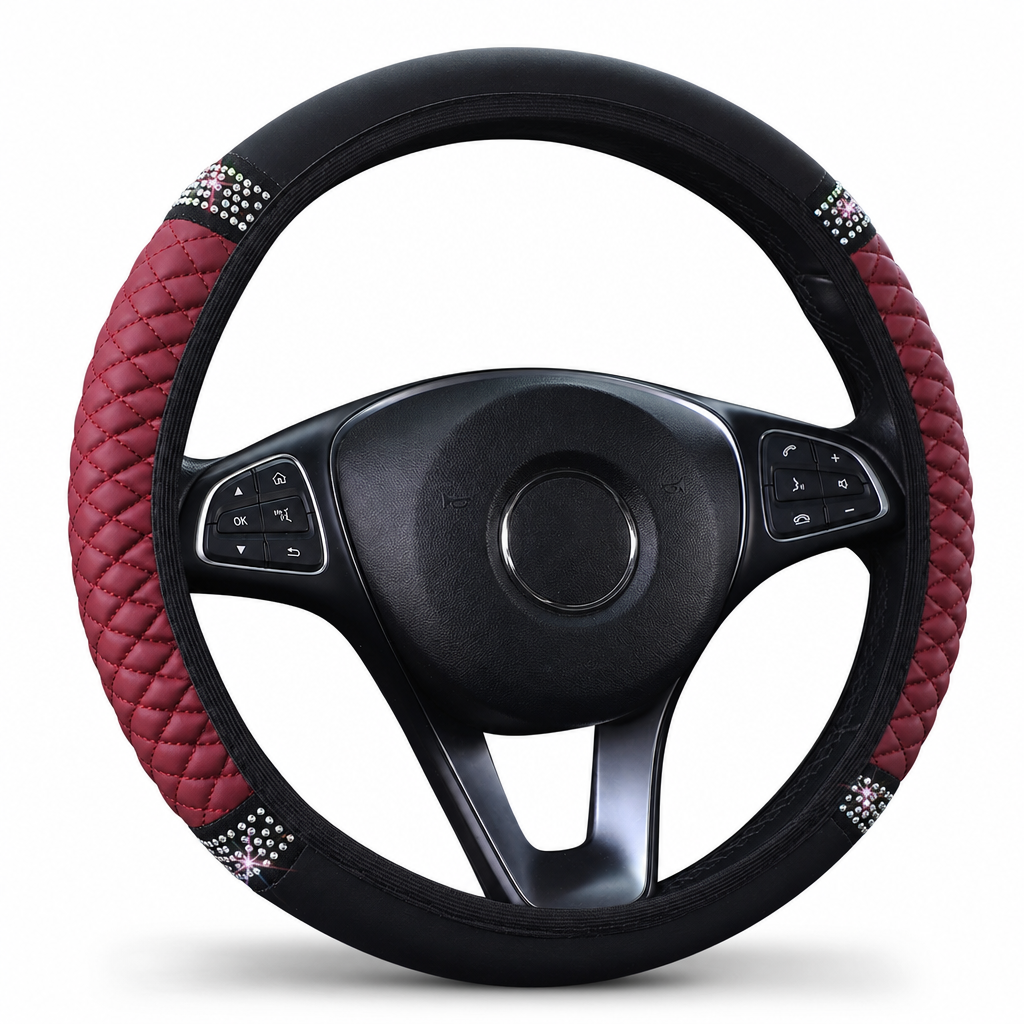 💎 LIMITED-TIME 49% OFF! ✨ Rhinestone Steering Wheel Cover – Sparkling, Quilted, Luxury 🚗