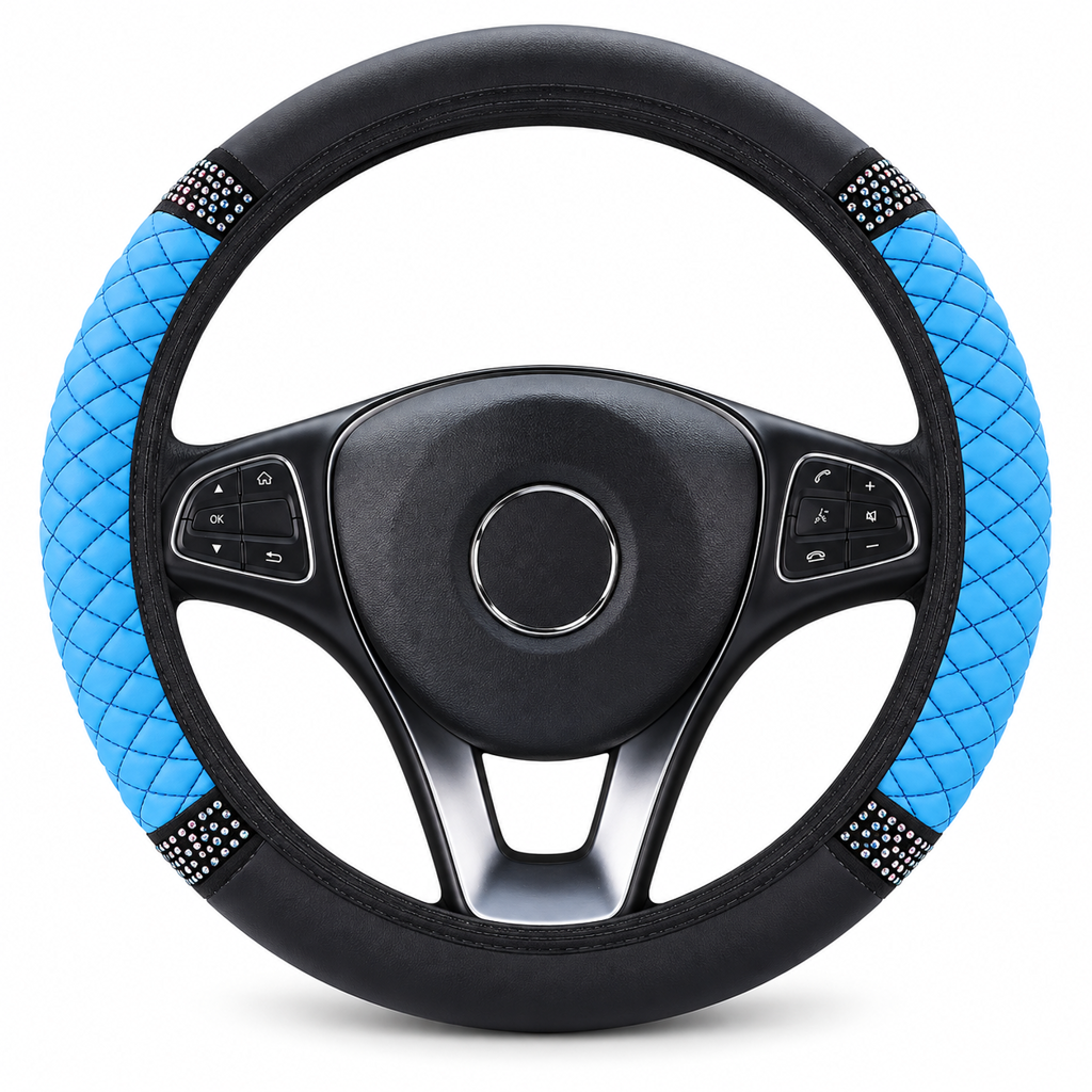 💎 LIMITED-TIME 49% OFF! ✨ Rhinestone Steering Wheel Cover – Sparkling, Quilted, Luxury 🚗