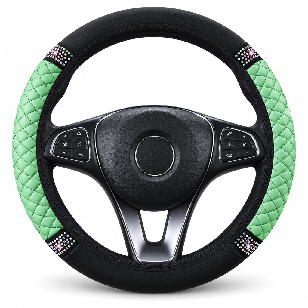 💎 LIMITED-TIME 49% OFF! ✨ Rhinestone Steering Wheel Cover – Sparkling, Quilted, Luxury 🚗