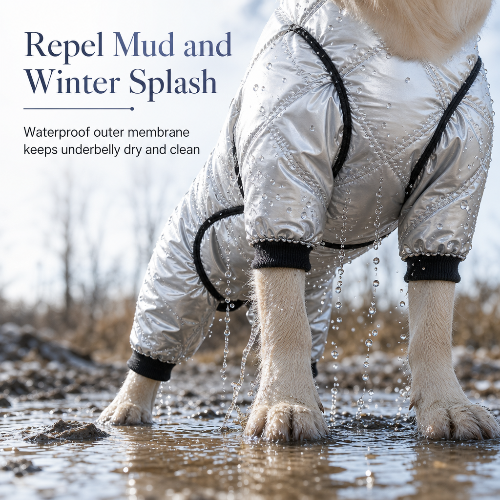 📢📢 49% OFF🐾Full Coverage Waterproof Dog Winter Jumpsuit Fleece Lined Thick Warm Four Legged Coat