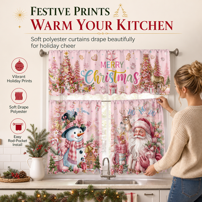 🎄 49% OFF! ✨ Christmas Holiday Kitchen Curtains & Valance Set – Vibrant High-Definition Festive Prints, Premium Soft-Draping Polyester, Double-Stitched Borders & Standard Rod Pocket – 13 Patterns Multiple Sizes 3-Piece Set Available ❄️