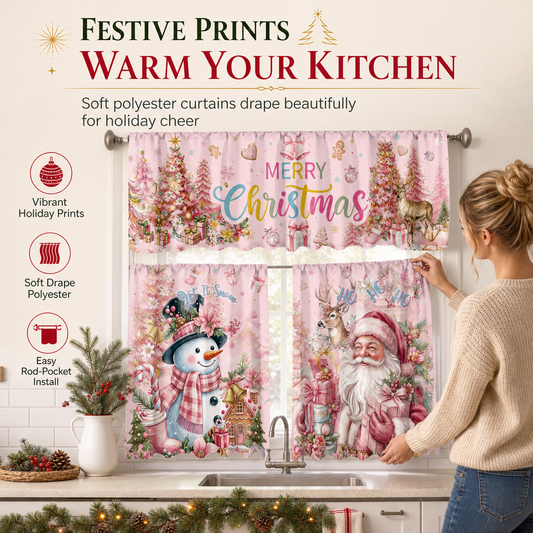 🎄 49% OFF! ✨ Christmas Holiday Kitchen Curtains & Valance Set – Vibrant High-Definition Festive Prints, Premium Soft-Draping Polyester, Double-Stitched Borders & Standard Rod Pocket – 13 Patterns Multiple Sizes 3-Piece Set Available ❄️
