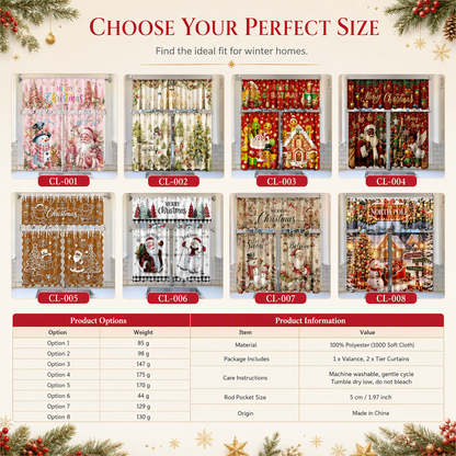 🎄 49% OFF! ✨ Christmas Holiday Kitchen Curtains & Valance Set – Vibrant High-Definition Festive Prints, Premium Soft-Draping Polyester, Double-Stitched Borders & Standard Rod Pocket – 13 Patterns Multiple Sizes 3-Piece Set Available ❄️