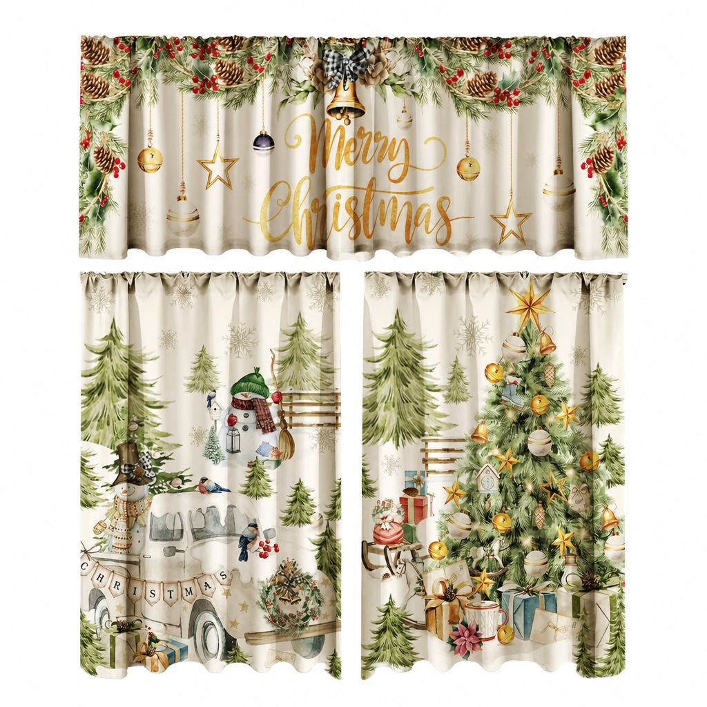 🎄 49% OFF! ✨ Christmas Holiday Kitchen Curtains & Valance Set – Vibrant High-Definition Festive Prints, Premium Soft-Draping Polyester, Double-Stitched Borders & Standard Rod Pocket – 13 Patterns Multiple Sizes 3-Piece Set Available ❄️