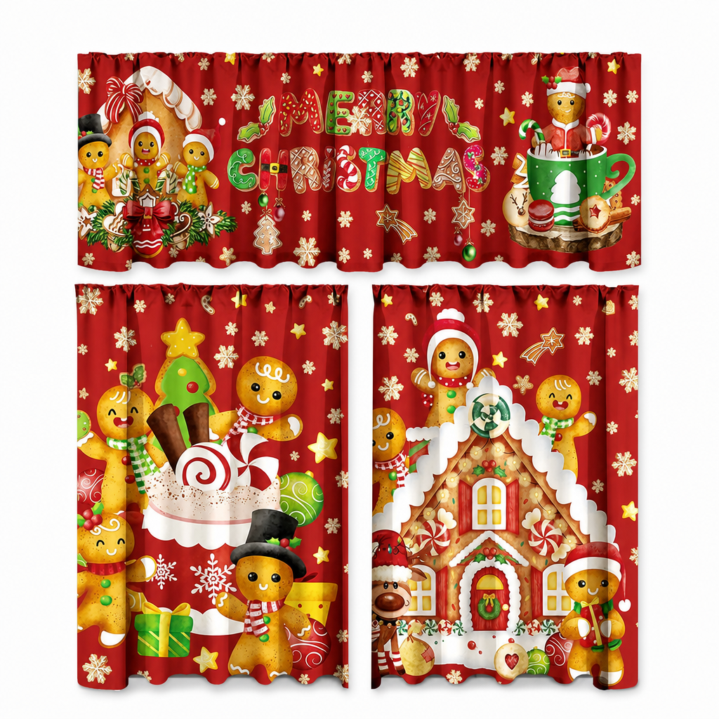 🎄 49% OFF! ✨ Christmas Holiday Kitchen Curtains & Valance Set – Vibrant High-Definition Festive Prints, Premium Soft-Draping Polyester, Double-Stitched Borders & Standard Rod Pocket – 13 Patterns Multiple Sizes 3-Piece Set Available ❄️