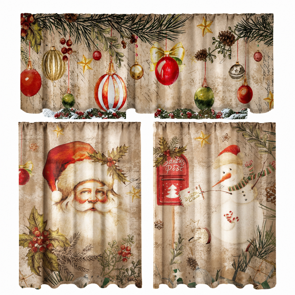 🎄 49% OFF! ✨ Christmas Holiday Kitchen Curtains & Valance Set – Vibrant High-Definition Festive Prints, Premium Soft-Draping Polyester, Double-Stitched Borders & Standard Rod Pocket – 13 Patterns Multiple Sizes 3-Piece Set Available ❄️