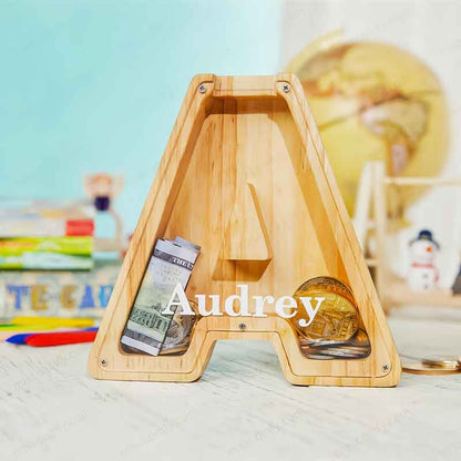 🐷 Limited-Time 49% Off ✨ Personalized Wooden Piggy Bank for Kids — Free Name Sticker 🎁