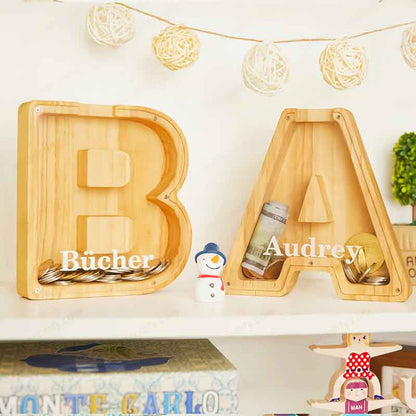 🐷 Limited-Time 49% Off ✨ Personalized Wooden Piggy Bank for Kids — Free Name Sticker 🎁