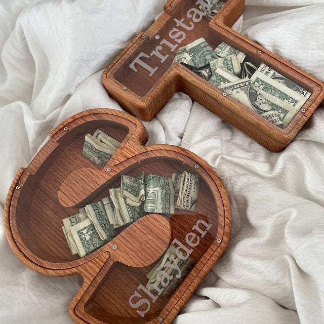 🐷 Limited-Time 49% Off ✨ Personalized Wooden Piggy Bank for Kids — Free Name Sticker 🎁