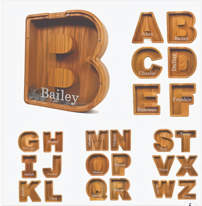 🐷 Limited-Time 49% Off ✨ Personalized Wooden Piggy Bank for Kids — Free Name Sticker 🎁