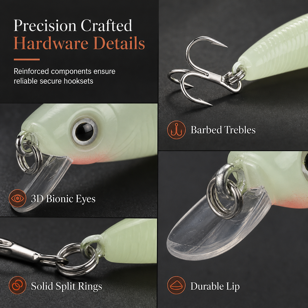 📢📢49% OFF !! ⏰7cm 8g Luminous Minnow Hard Bait Artificial Lure for Night Fishing