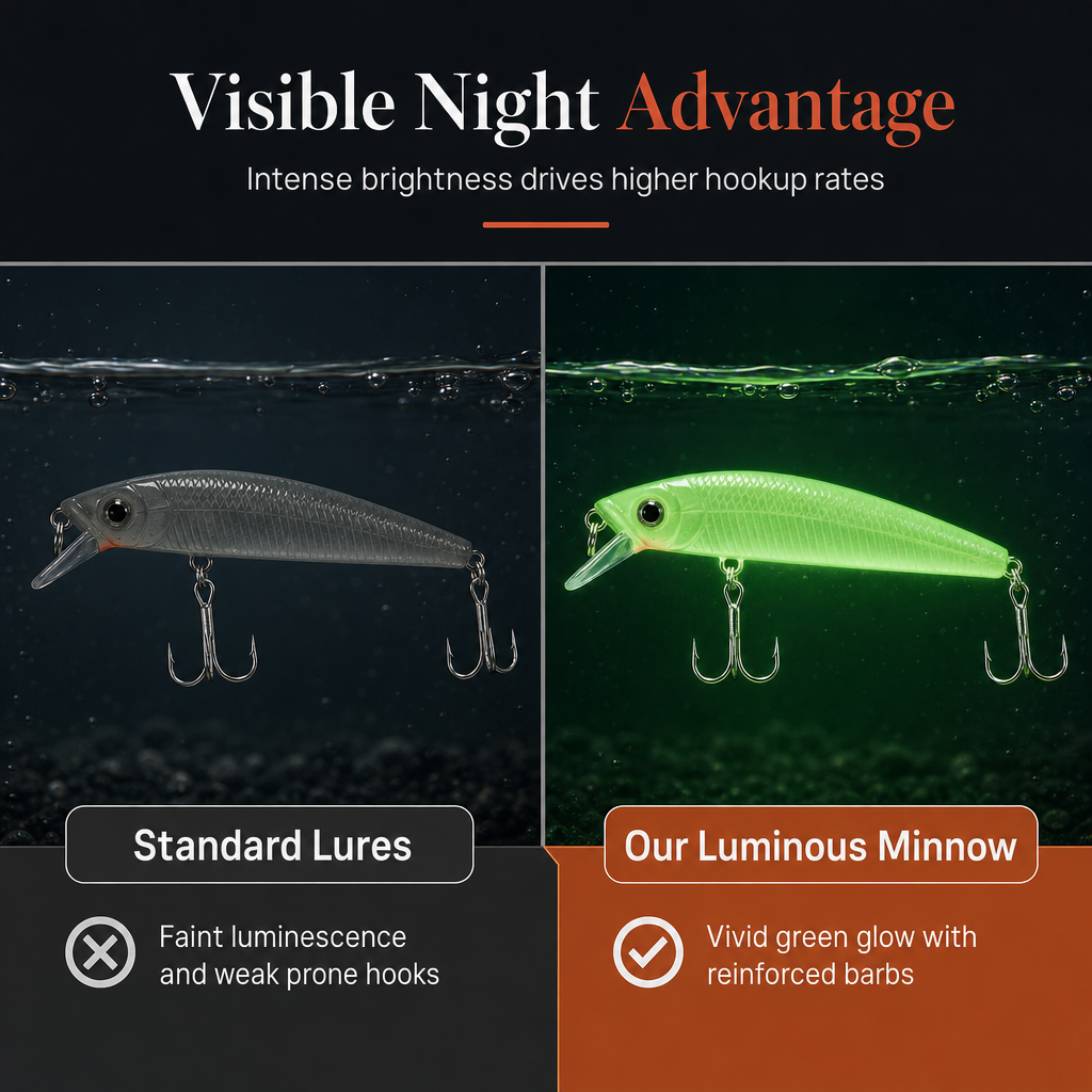 📢📢49% OFF !! ⏰7cm 8g Luminous Minnow Hard Bait Artificial Lure for Night Fishing
