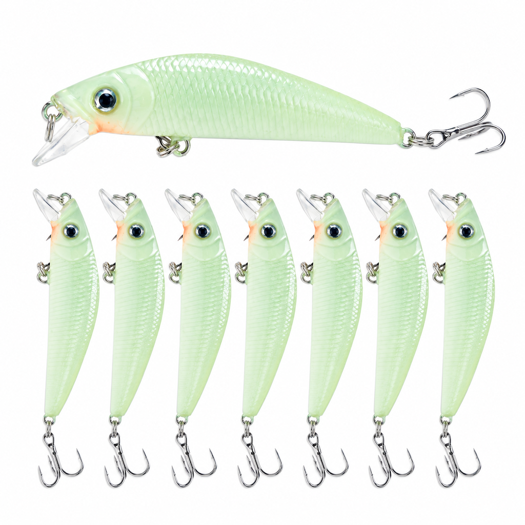 📢📢49% OFF !! ⏰7cm 8g Luminous Minnow Hard Bait Artificial Lure for Night Fishing