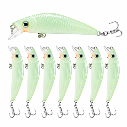 📢📢49% OFF !! ⏰7cm 8g Luminous Minnow Hard Bait Artificial Lure for Night Fishing