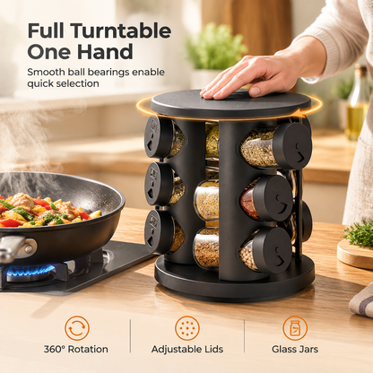 🔥49% OFF!!📢🍳 Stainless Steel 360° Rotating Spice Rack – Keep Every Seasoning Within Reach, Tidy Up Your Kitchen in Minutes ✨
