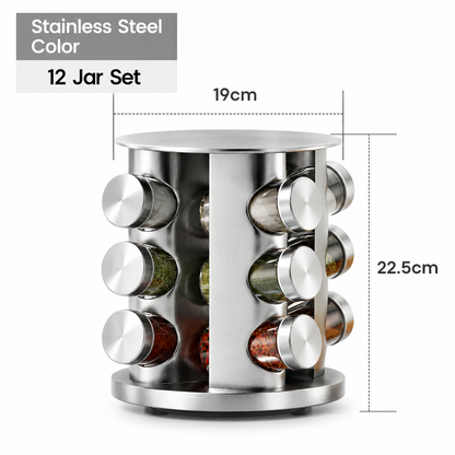 🔥49% OFF!!📢🍳 Stainless Steel 360° Rotating Spice Rack – Keep Every Seasoning Within Reach, Tidy Up Your Kitchen in Minutes ✨