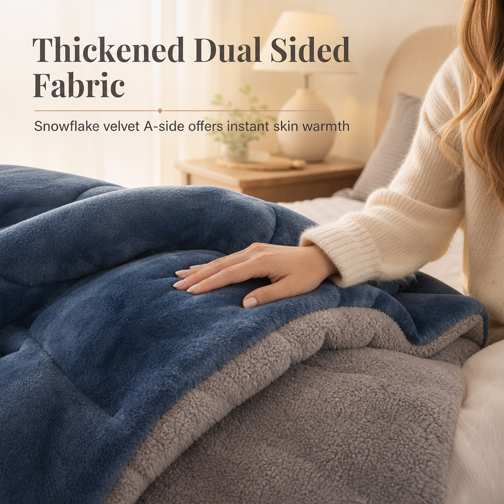 ⏳🔥LIMITED-TIME 49% OFF! ⏰Double-Sided Snowflake Velvet Winter Duvet: Thick, Warm, Stitched Grid, 3 Sizes❄️