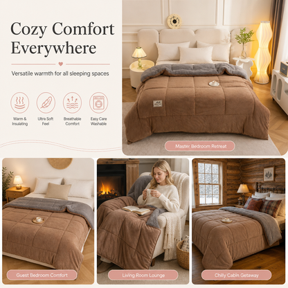 ⏳🔥LIMITED-TIME 49% OFF! ⏰Double-Sided Snowflake Velvet Winter Duvet: Thick, Warm, Stitched Grid, 3 Sizes❄️