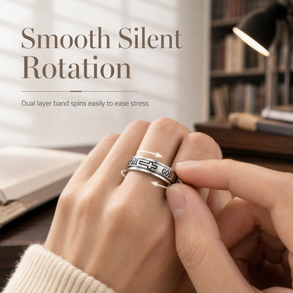 💍 49% OFF! ✨ Silver Titanium Spinner Ring – "God Is Within Her" engraving ✨