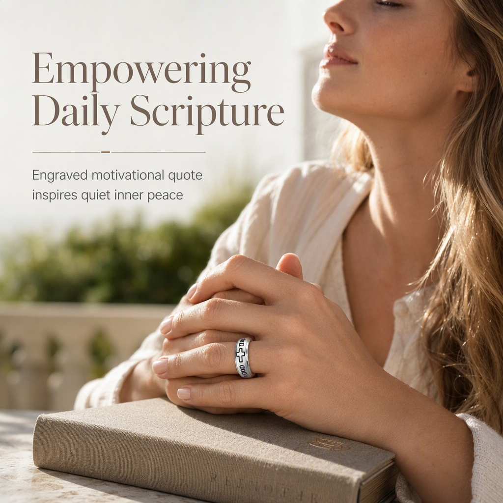 💍 49% OFF! ✨ Silver Titanium Spinner Ring – "God Is Within Her" engraving ✨