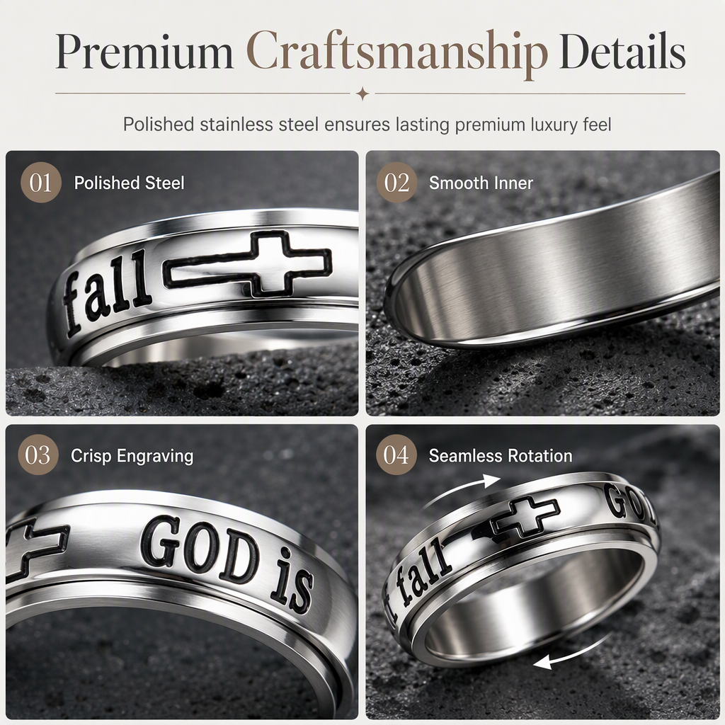 💍 49% OFF! ✨ Silver Titanium Spinner Ring – "God Is Within Her" engraving ✨