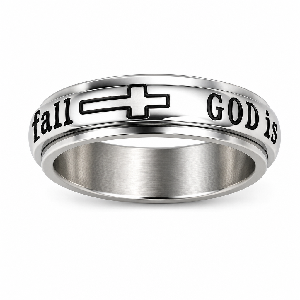 💍 49% OFF! ✨ Silver Titanium Spinner Ring – "God Is Within Her" engraving ✨