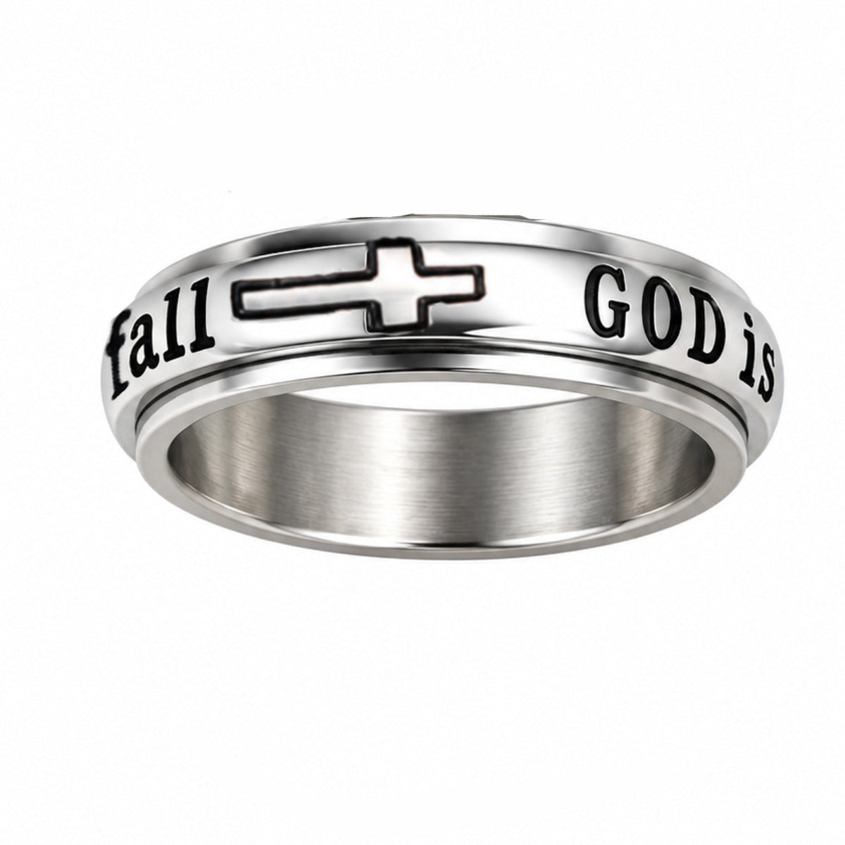 💍 49% OFF! ✨ Silver Titanium Spinner Ring – "God Is Within Her" engraving ✨