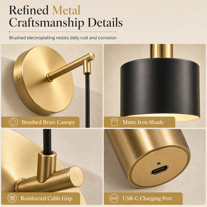 ✨49% OFF💡Battery Operated Wall Sconce Wall Mounted Dimmable Lamp with Remote Control for Bedroom Bedside and Living Room