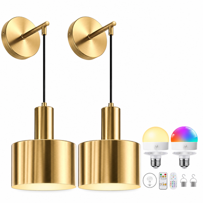 ✨49% OFF💡Battery Operated Wall Sconce Wall Mounted Dimmable Lamp with Remote Control for Bedroom Bedside and Living Room
